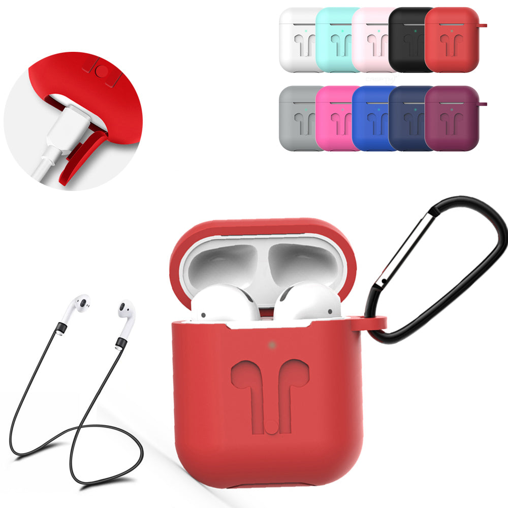 Soft Silicone Case Cover for Apple Airpods Headphones Pouch Bag Shockproof Earphone Anti Lost Cover for Air Pods 1 2 Accessories